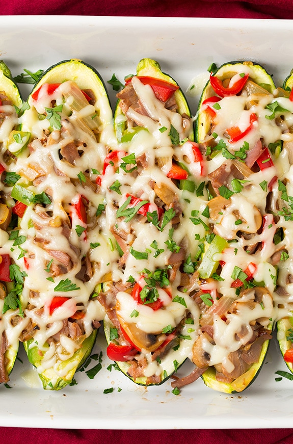 Philly Cheese Steak Zucchini Boats | Cooking Classy