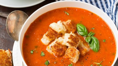 Roasted Tomato Basil Soup Grilled Cheese Croutons Cooking Classy