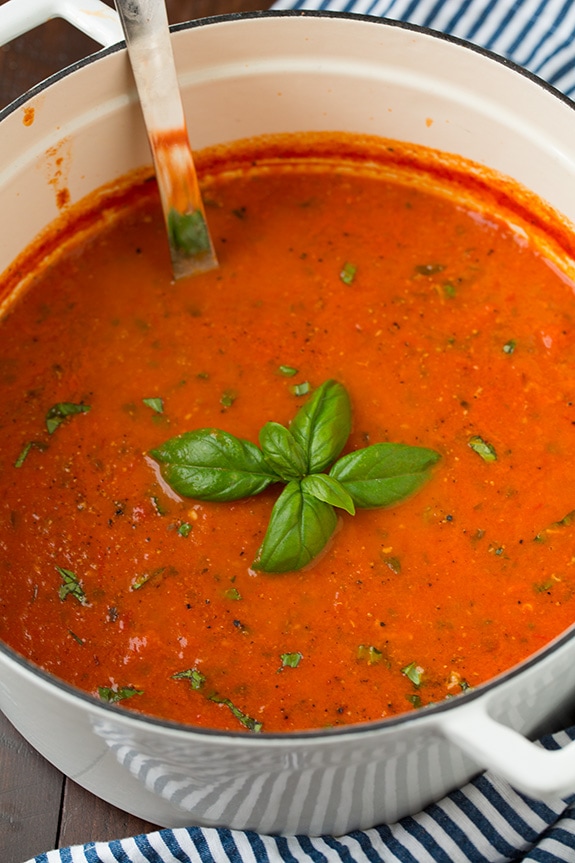 Homemade Tomato Soup With Fresh Basil