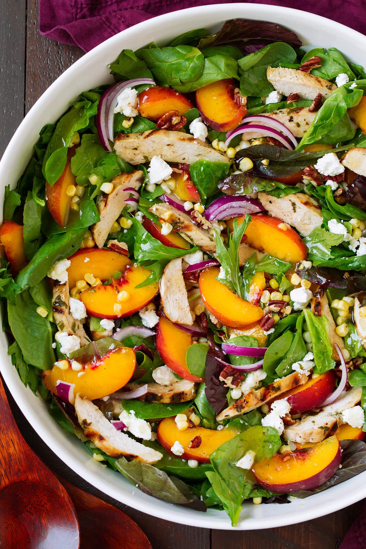 Peach Salad {with Chicken & White Balsamic Dressing} - Cooking Classy
