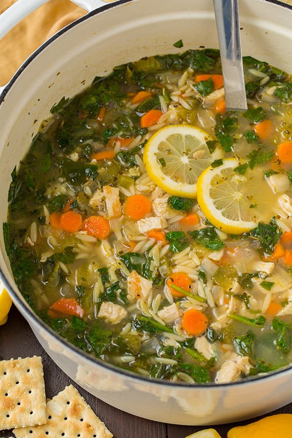Lemon Chicken and Spinach Orzo Soup | Cooking Classy