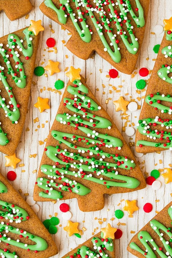 Gingerbread christmas tree cookies. 