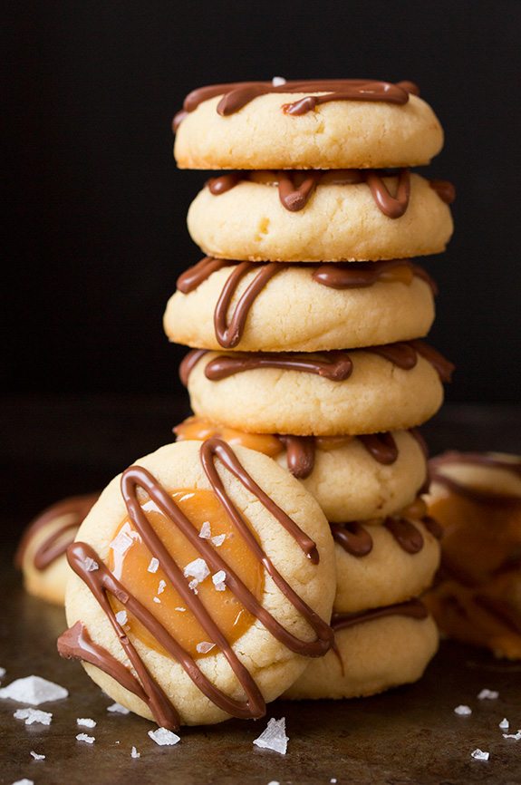 Stack of thumbprint cookies