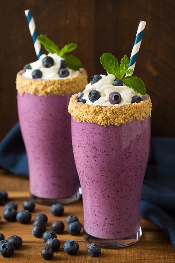 Blueberry Cheesecake Protein Breakfast Shake | Cooking Classy