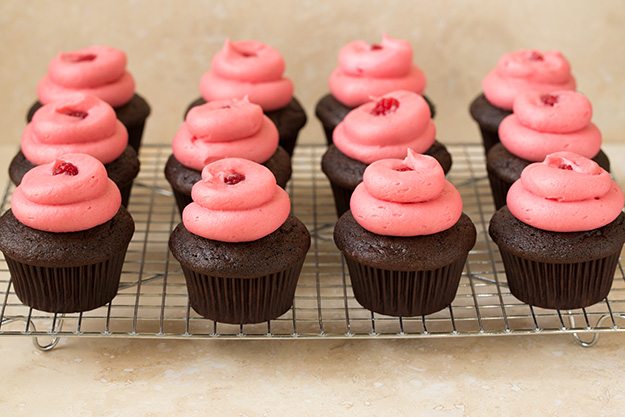 Dark Chocolate Cupcakes with Raspberry Buttercream Frosting | Cooking Classy