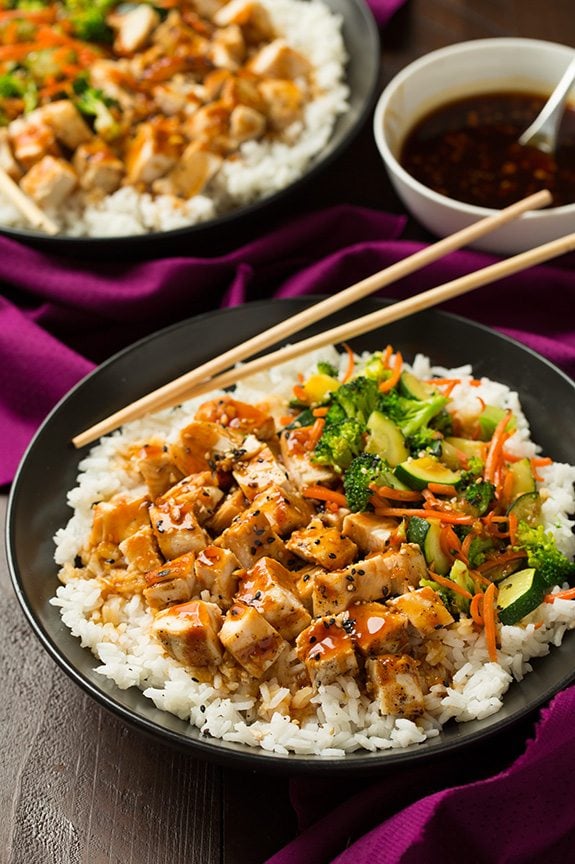 close up of Grilled Teriyaki Chicken Bowl