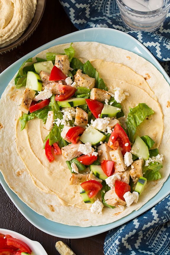 Greek Grilled Chicken and Hummus Wrap | Cooking Classy