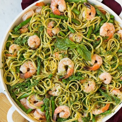 Shrimp Pesto Pasta with Asparagus Cooking Classy