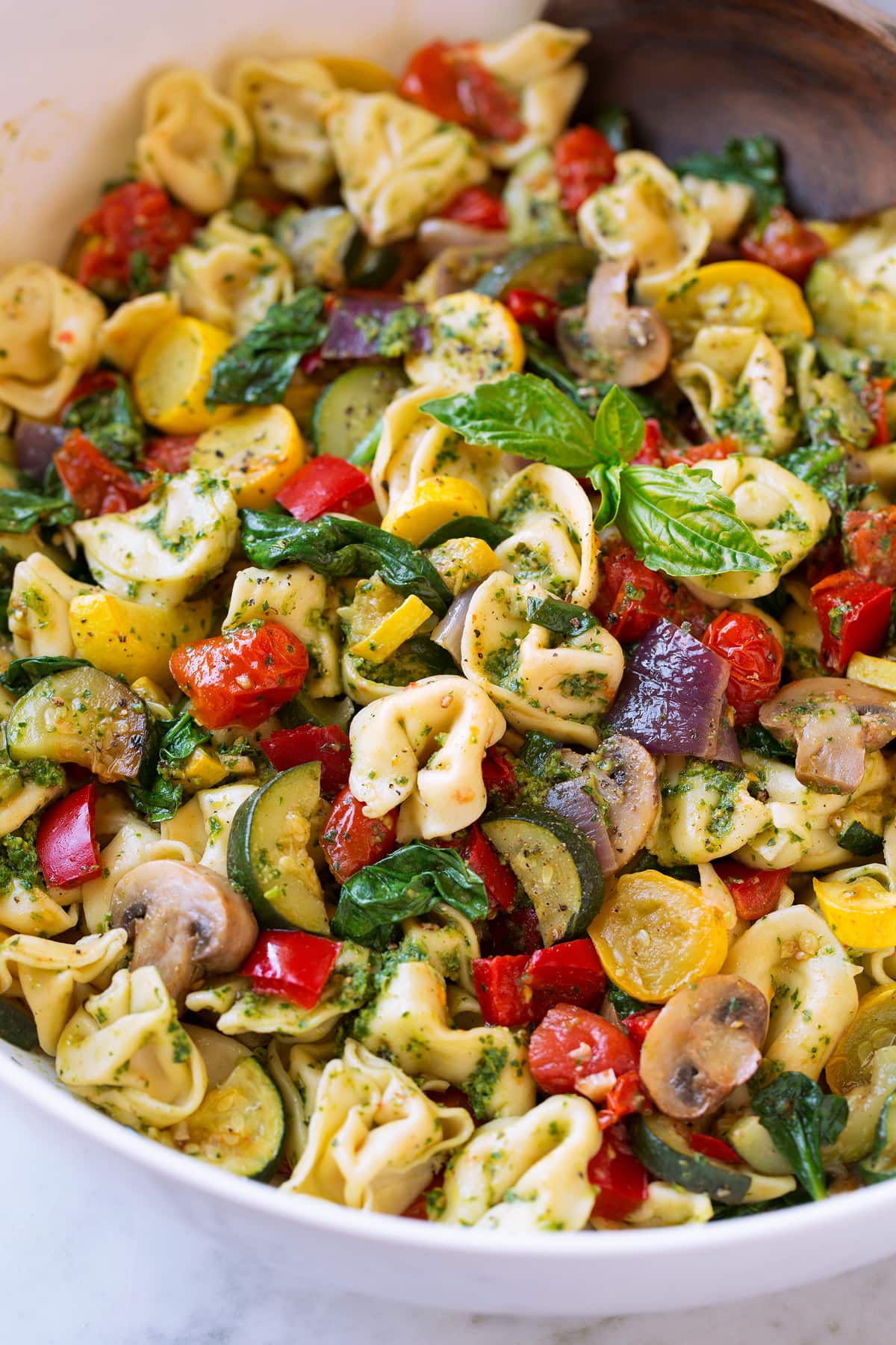 Tortellini with Pesto and Roasted Vegetables