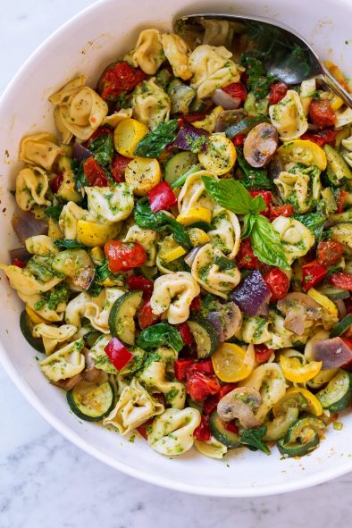 Tortellini with Pesto and Roasted Veggies - Cooking Classy