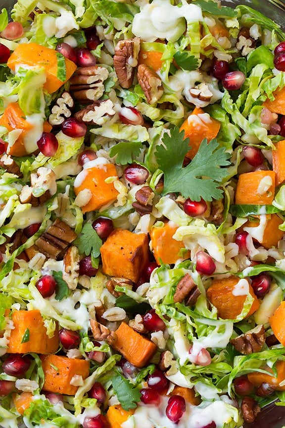 Shredded Brussels Sprout and Pomegranate Salad Cooking Classy