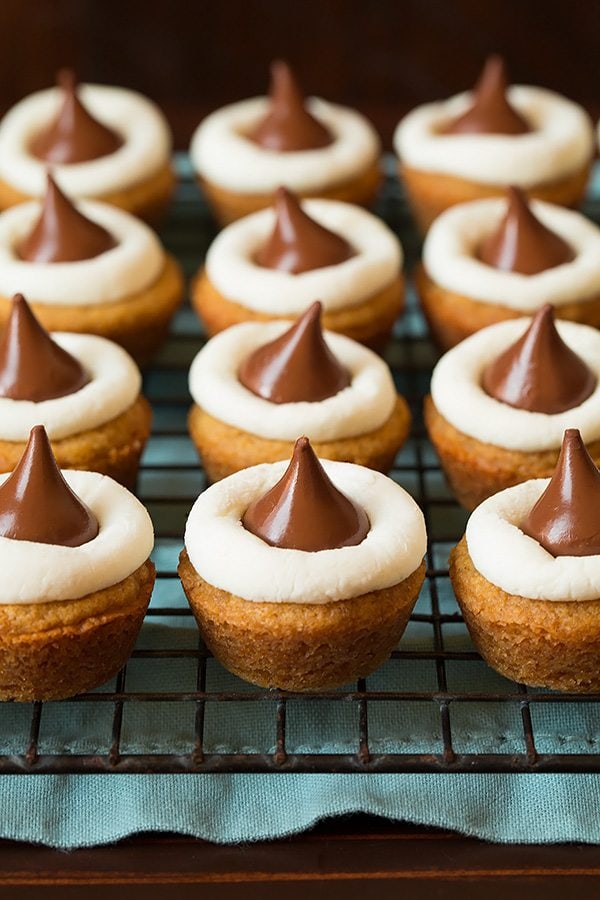 S'mores Cookie Cups on a wire cooling rack.
