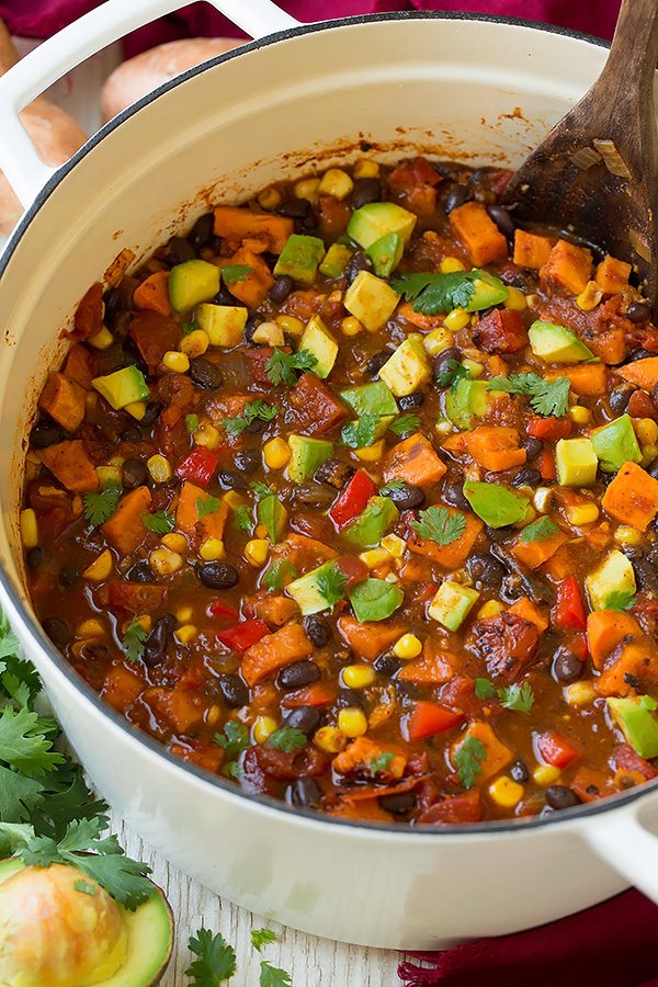Roasted Sweet Potato and Black Bean Chili | Cooking Classy
