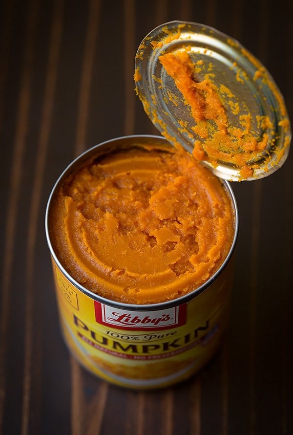 Picture of canned pumpkin used for pumpkin cookies.