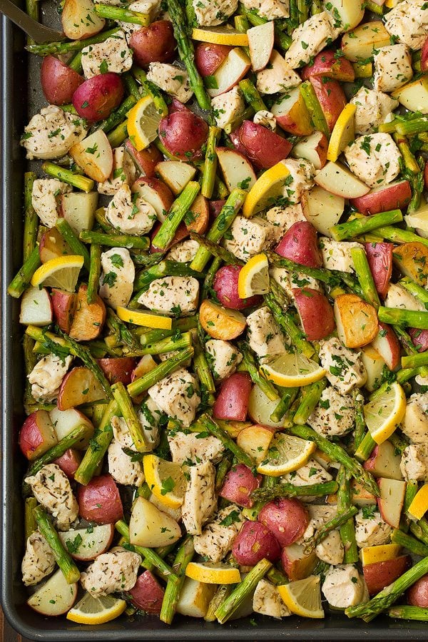 Lemon Chicken Asparagus and Potato Sheet Pan Dinner | Cooking Classy