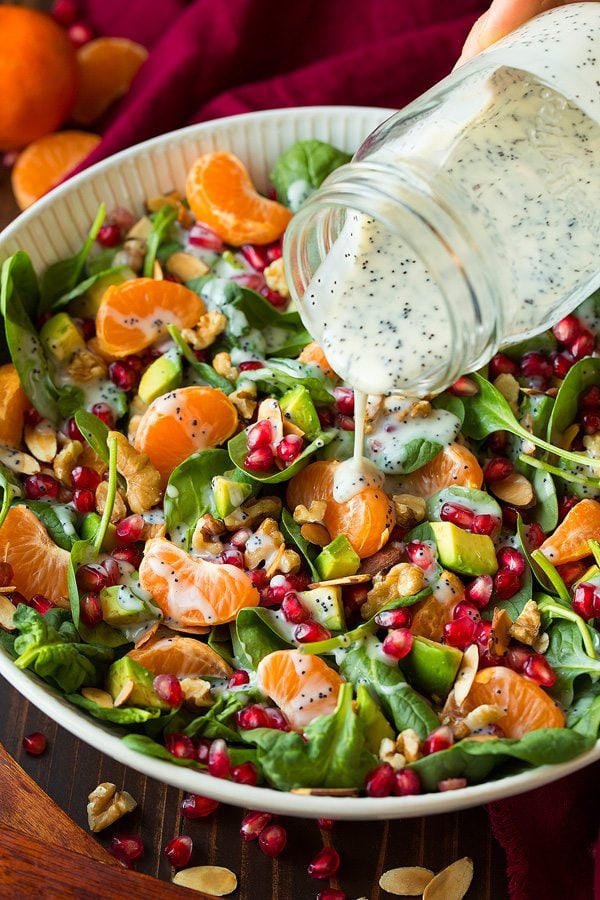 Mandarin Pomegranate Spinach Salad with Poppy Seed Dressing | Cooking Classy