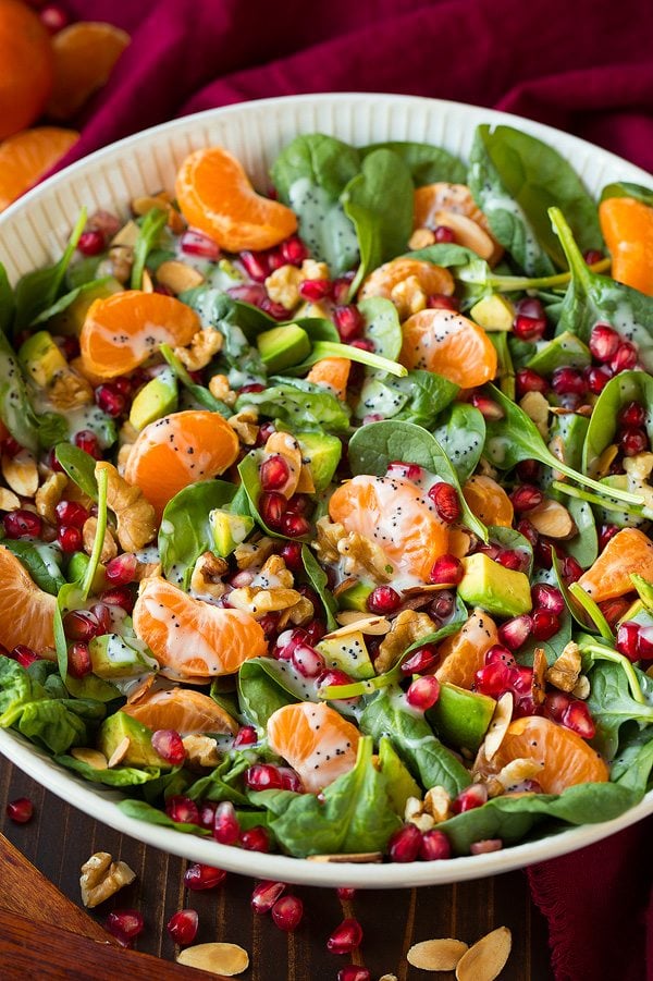 Mandarin Pomegranate Spinach Salad with Poppy Seed Dressing - Cooking