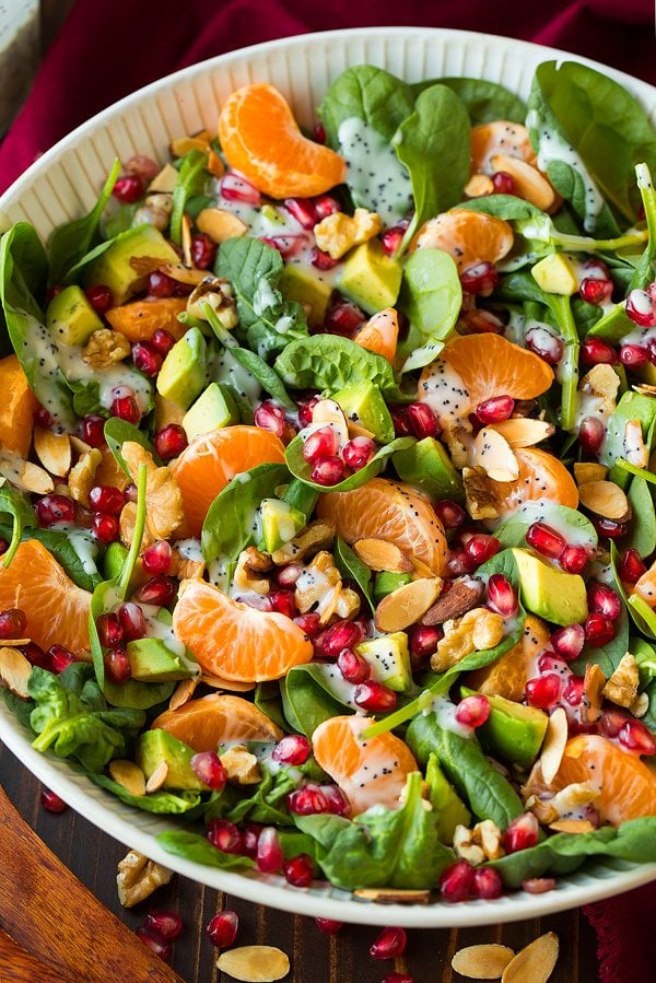 Mandarin Pomegranate Spinach Salad with Poppy Seed Dressing | Cooking Classy