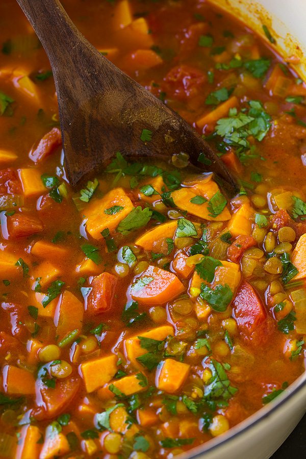 Sweet Potato Soup (Healthy Moroccan Lentil) - Cooking Classy