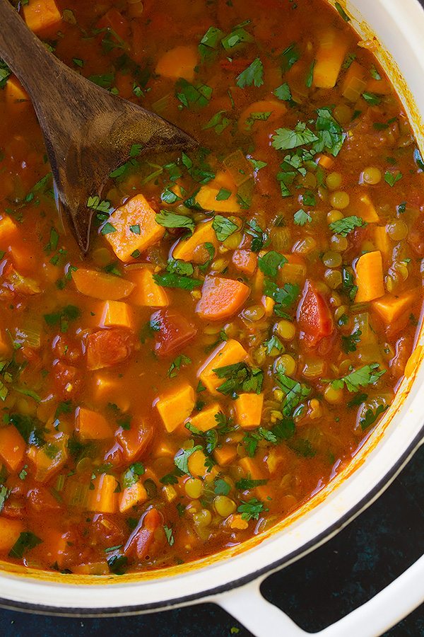 Moroccan Sweet Potato and Lentil Soup | Cooking Classy