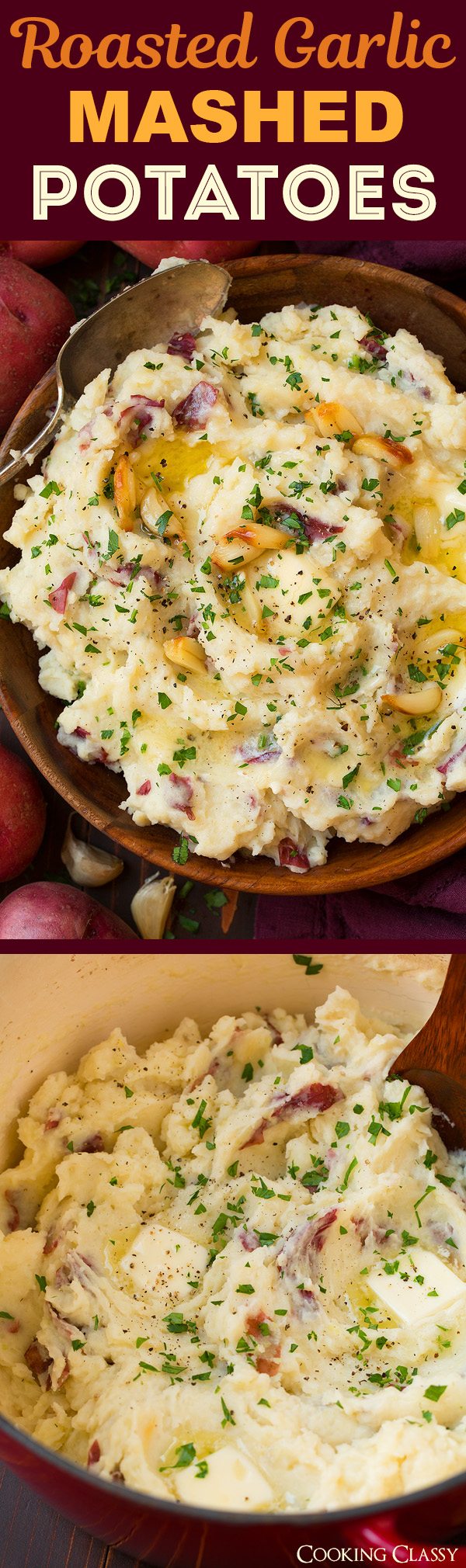 Roasted Garlic Mashed Potatoes (Red Potatoes!) Cooking Classy