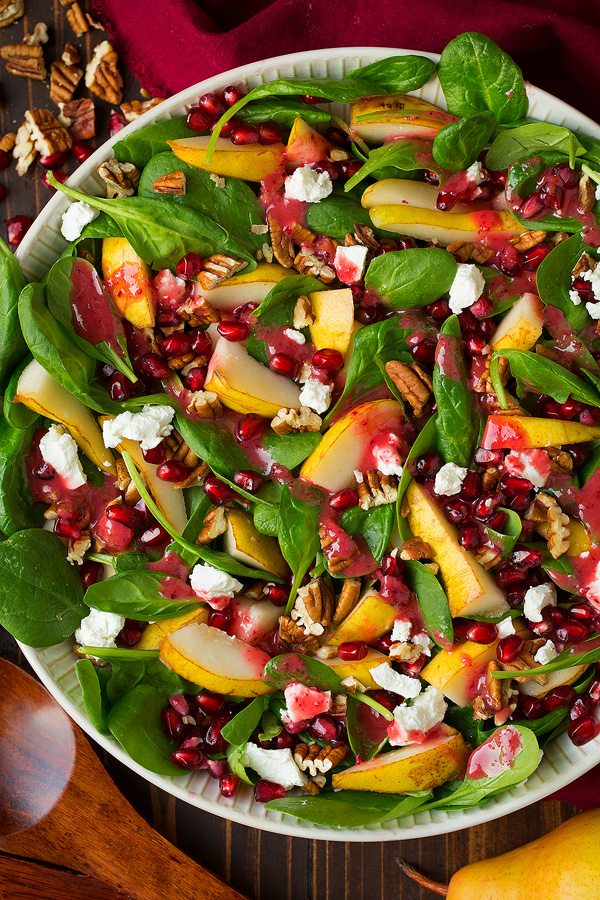 Pear Spinach Salad with Cranberry Orange Vinaigrette | Cooking Classy