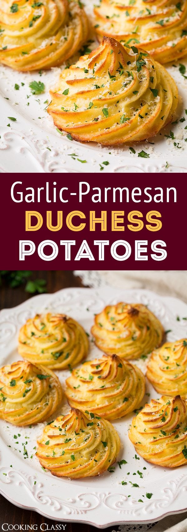 Duchess Potatoes (with Garlic and Parmesan!) Cooking Classy