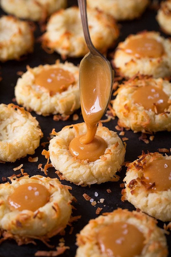 Salted Caramel Coconut Thumbprint Cookies | Cooking Classy