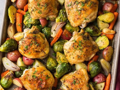 One Pan Baked Chicken And Veggies Root Vegetables Chicken And