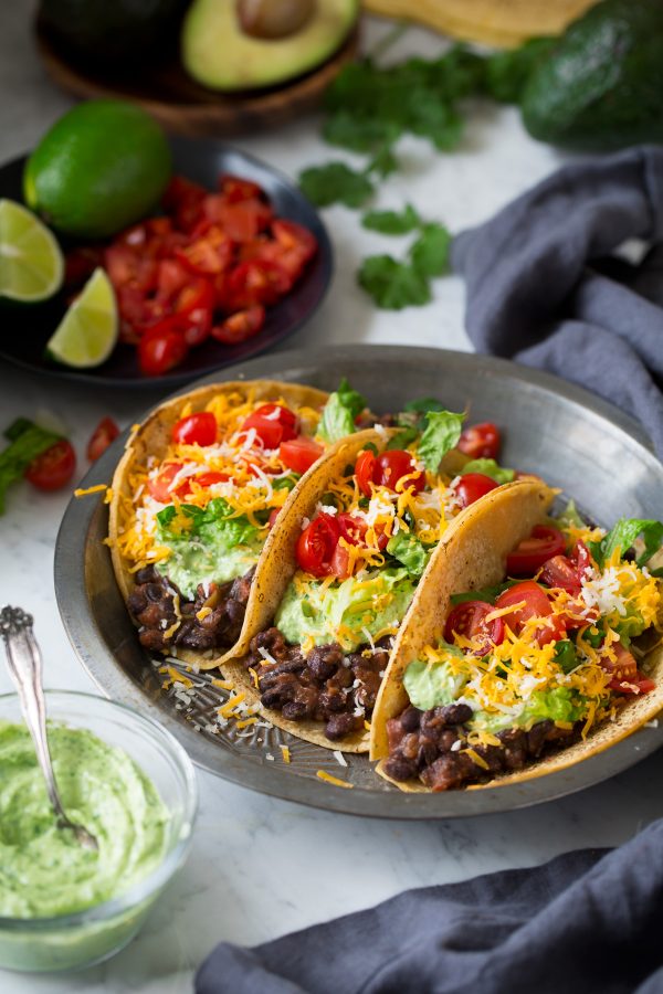Black Bean Tacos {with Avocado Cilantro Lime Crema} Cooking Classy