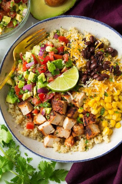 Grilled Chicken Burrito Bowls (with Avocado Salsa) - Cooking Classy