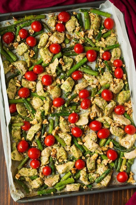 Sheet Pan Pesto Chicken (with Asparagus & Tomatoes!) Cooking Classy