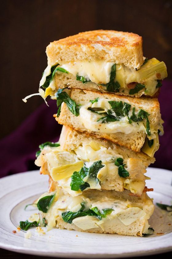 Spinach Artichoke Grilled Cheese Sandwich Cooking Classy