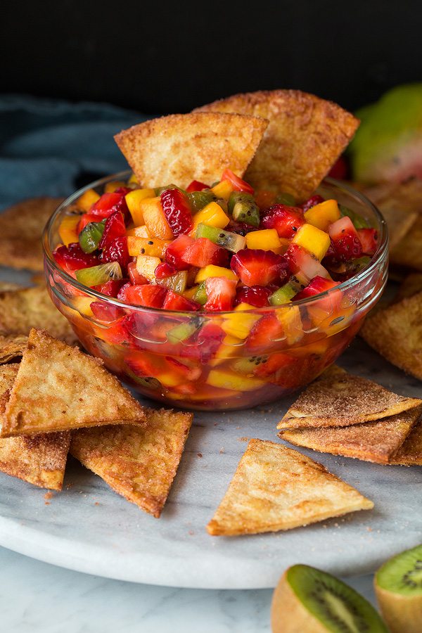 Fruit Salsa with Baked Cinnamon Sugar Chips - Cooking Classy