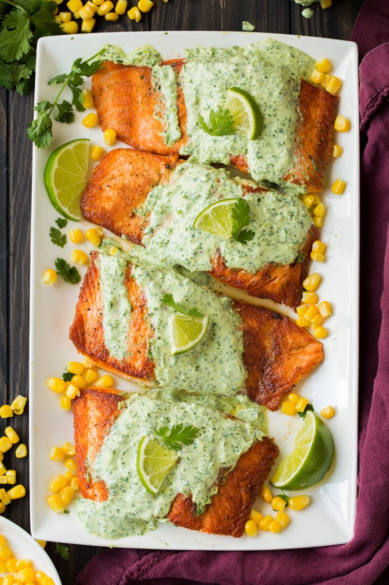 Cilantro Lime Salmon (with Creamy Cilantro Sauce!) Cooking Classy