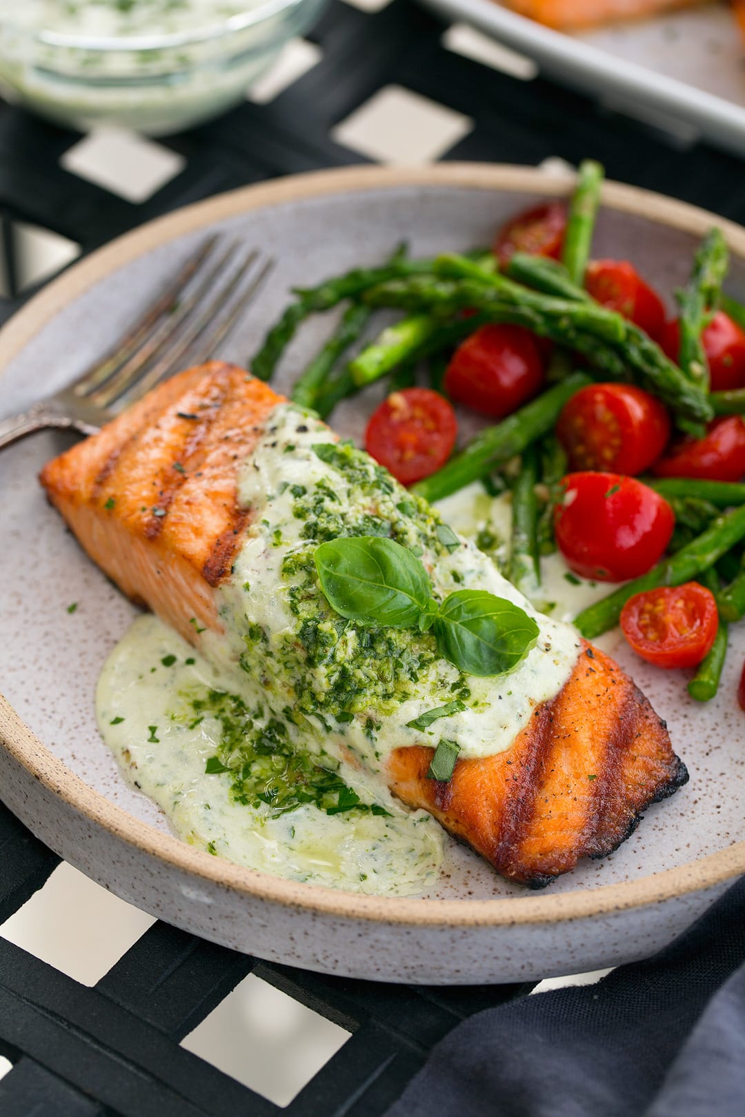 Grilled Salmon Fillets Creamy Pesto Sauce Cooking Classy