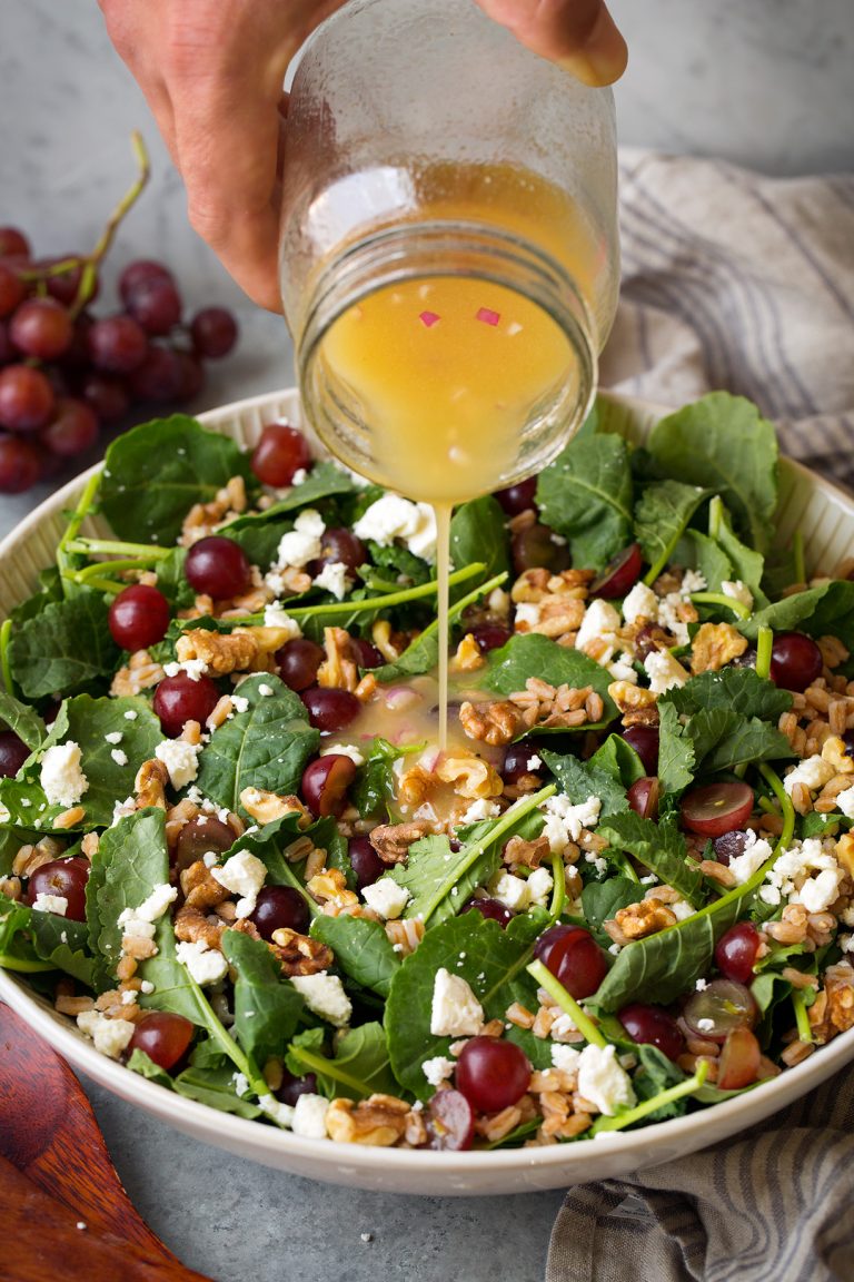 Kale Grape and Farro Salad Recipe Cooking Classy