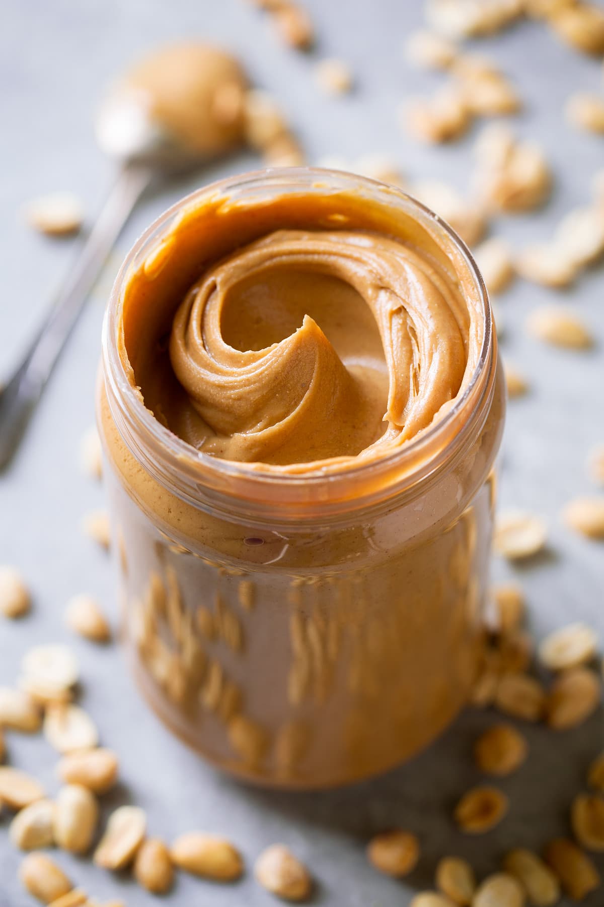 Image of creamy peanut butter in jar, type of peanut butter used for Peanut Butter Cookies