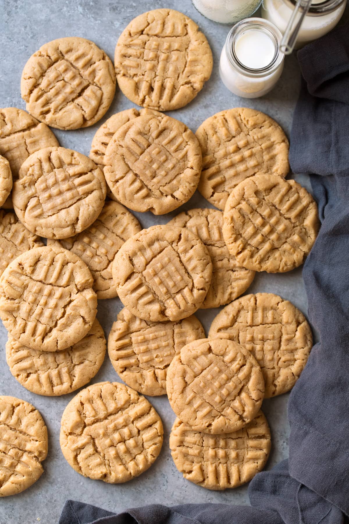 Easy to make peanut butter cookies laying on tabletop.