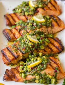 Grilled Salmon with Avocado Chimichurri
