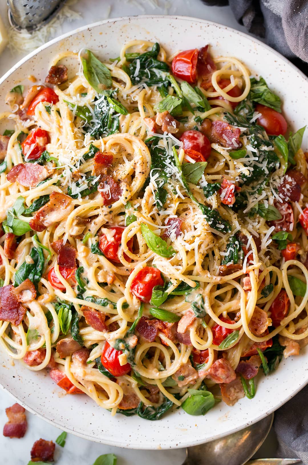 Bacon Spinach and Tomato Spaghetti Recipe