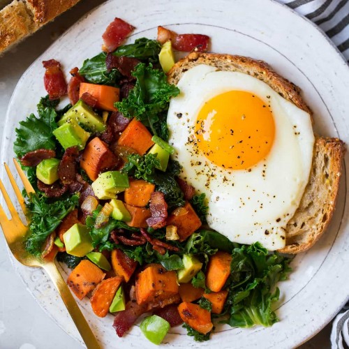 Sweet Potato Kale Bacon and Avocado Hash Cooking Classy