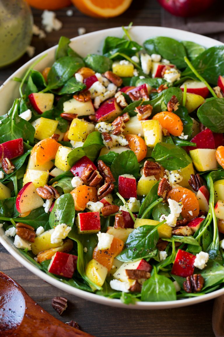 Autumn Spinach Salad with Orange Poppy Dressing Cooking Classy
