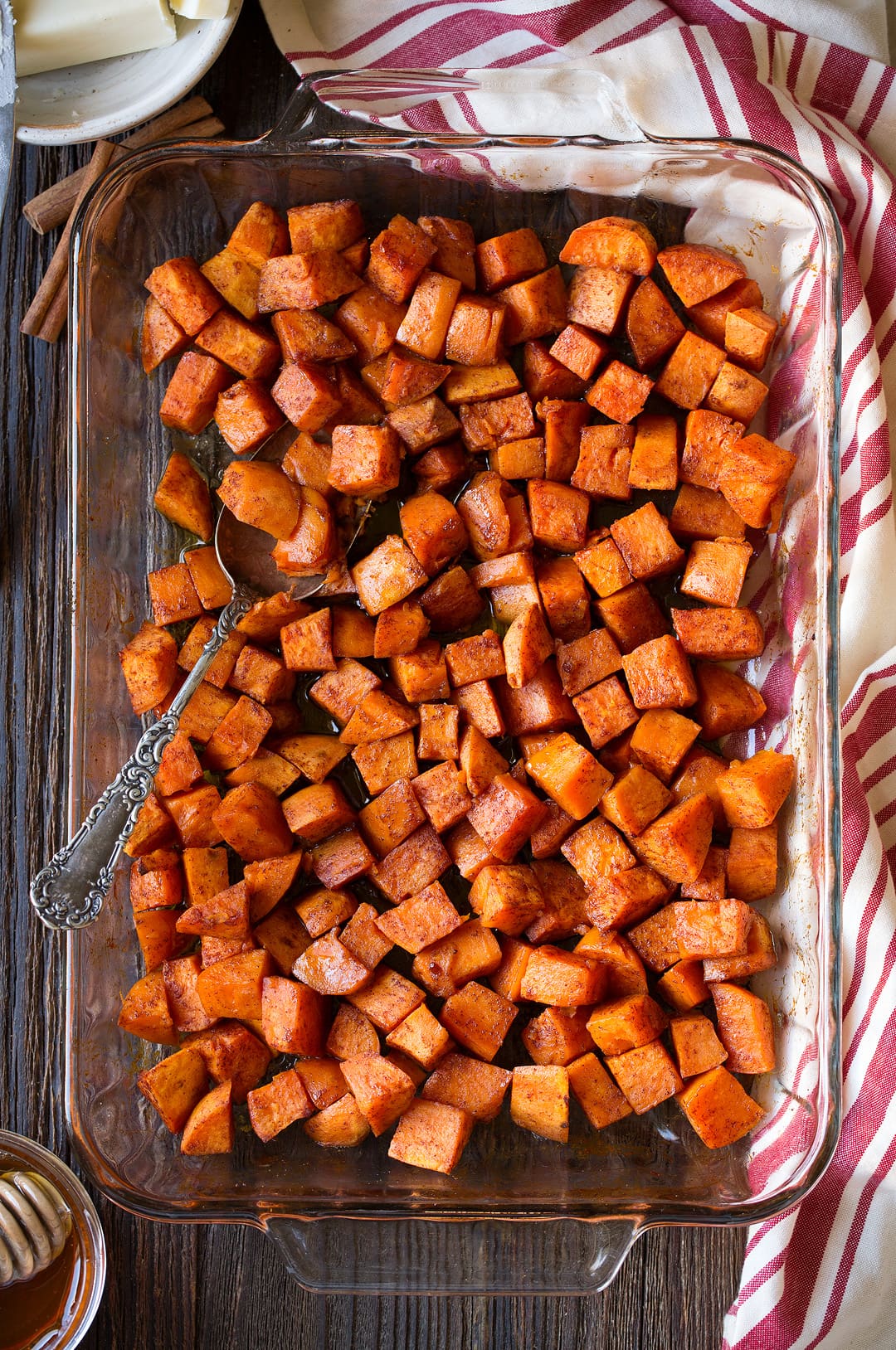 Roasted Sweet Potatoes with Cinnamon and Honey Butter - Cooking Classy