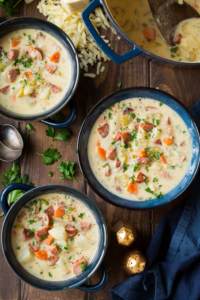 Creamy Potato Sausage and White Cheddar Soup Cooking Classy