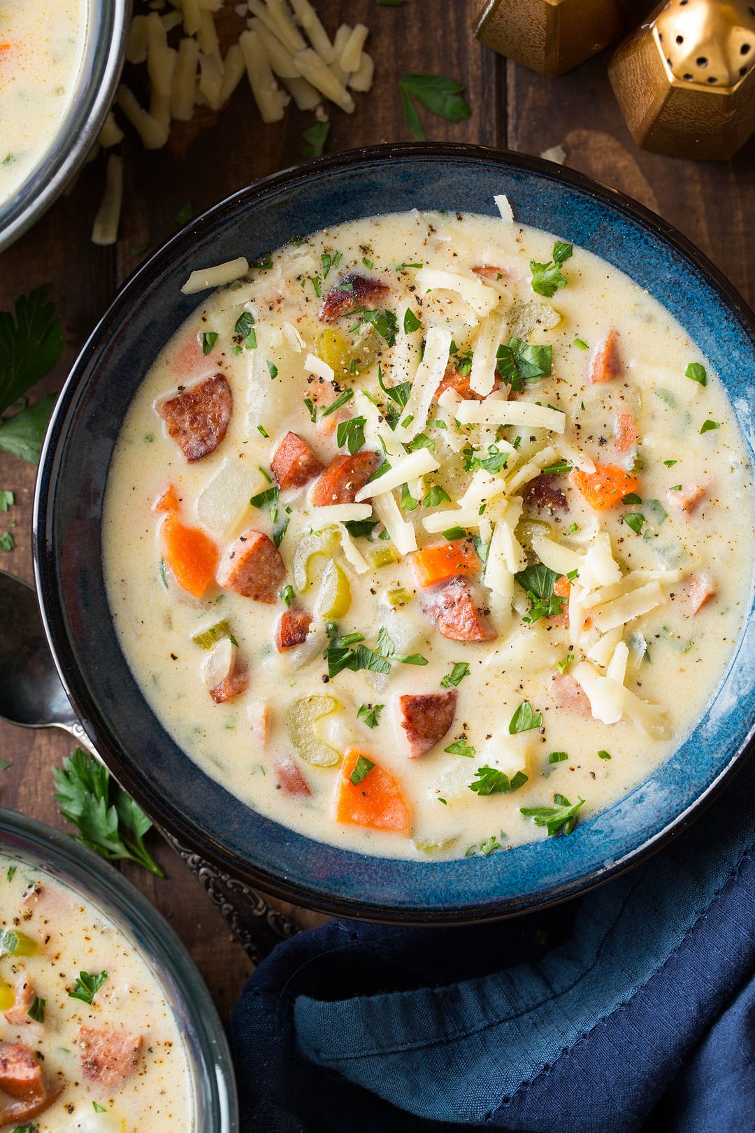 Creamy Potato Sausage and White Cheddar Soup - Cooking Classy