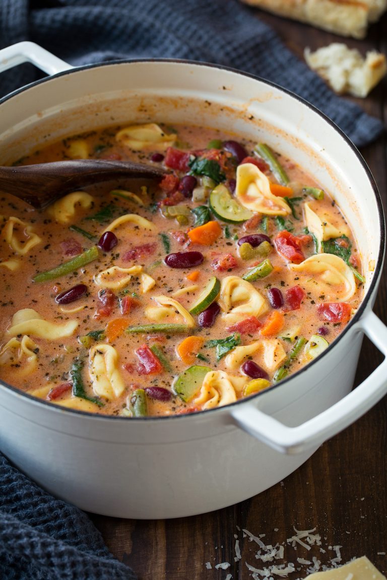 Creamy Tortellini Minestrone Soup - Cooking Classy
