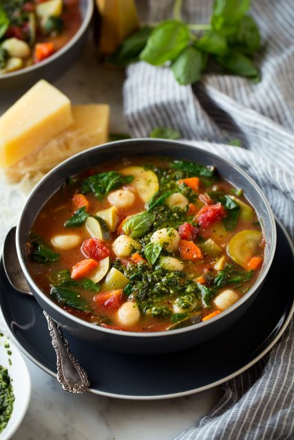 Gnocchi Vegetable Soup with Pesto and Parmesan - Cooking Classy