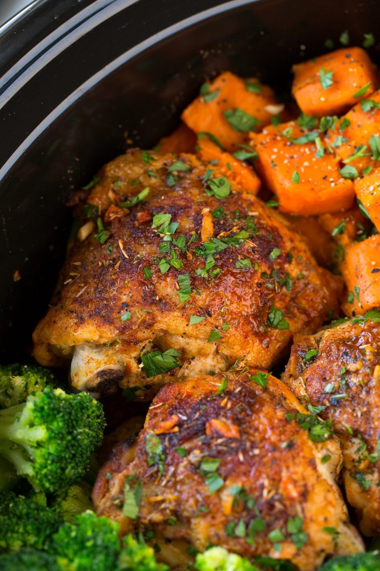 Slow Cooker Chicken with Sweet Potatoes and Broccoli Cooking Classy