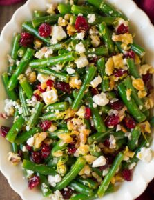 Lemon Butter Green Beans with Cranberries Walnuts and Feta